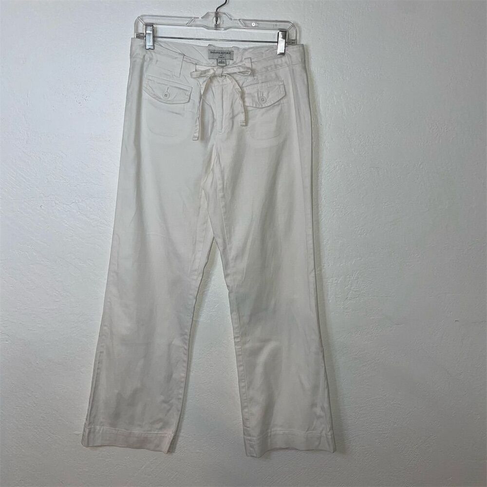 Banana Republic Women's Size 4 White Wide-Leg Drawstring Pants